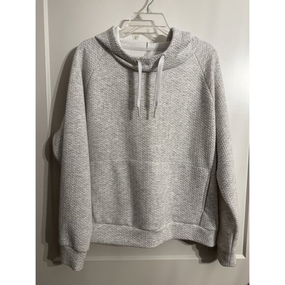Womens Light Gray Waffle Sweatshirt, Sz L Casual Warm Comfortable Top Gorpcore - Picture 1 of 11